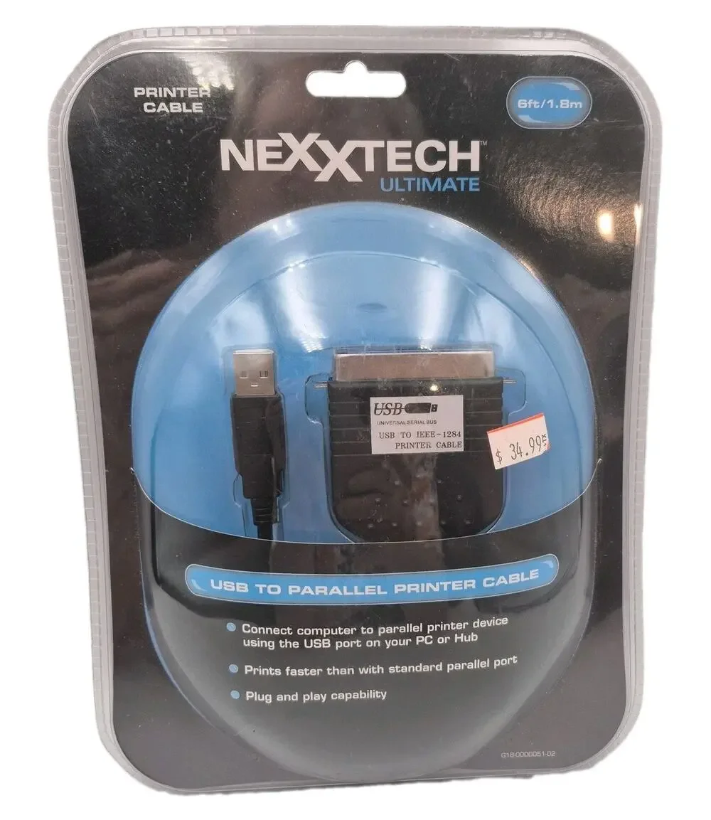 NEXXTECH Ultimate USB to Parallel Printer Cable NEW Sealed